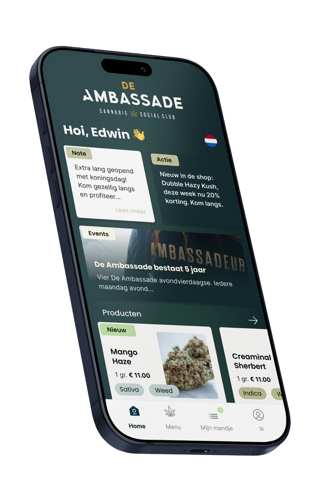 Ledenapp home screen