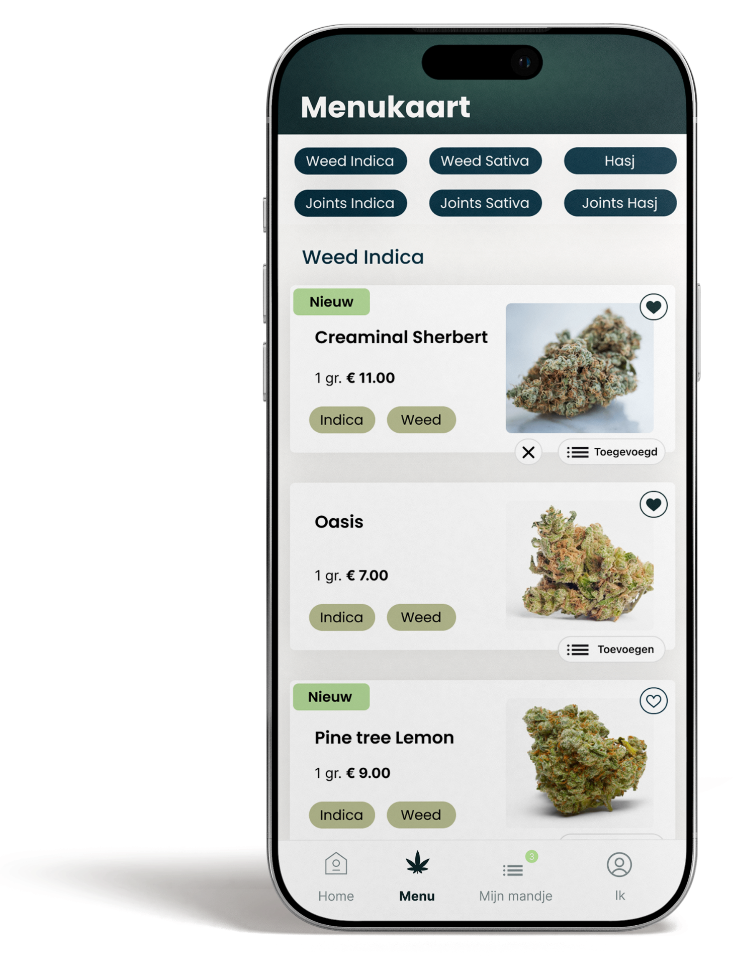 Real-time menu
